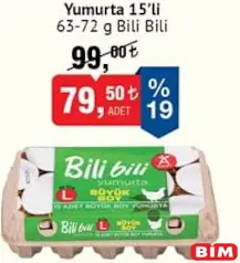 BİLİ BİLİ YUMURTA 15'Lİ fiyat ve kampanya bilgisi